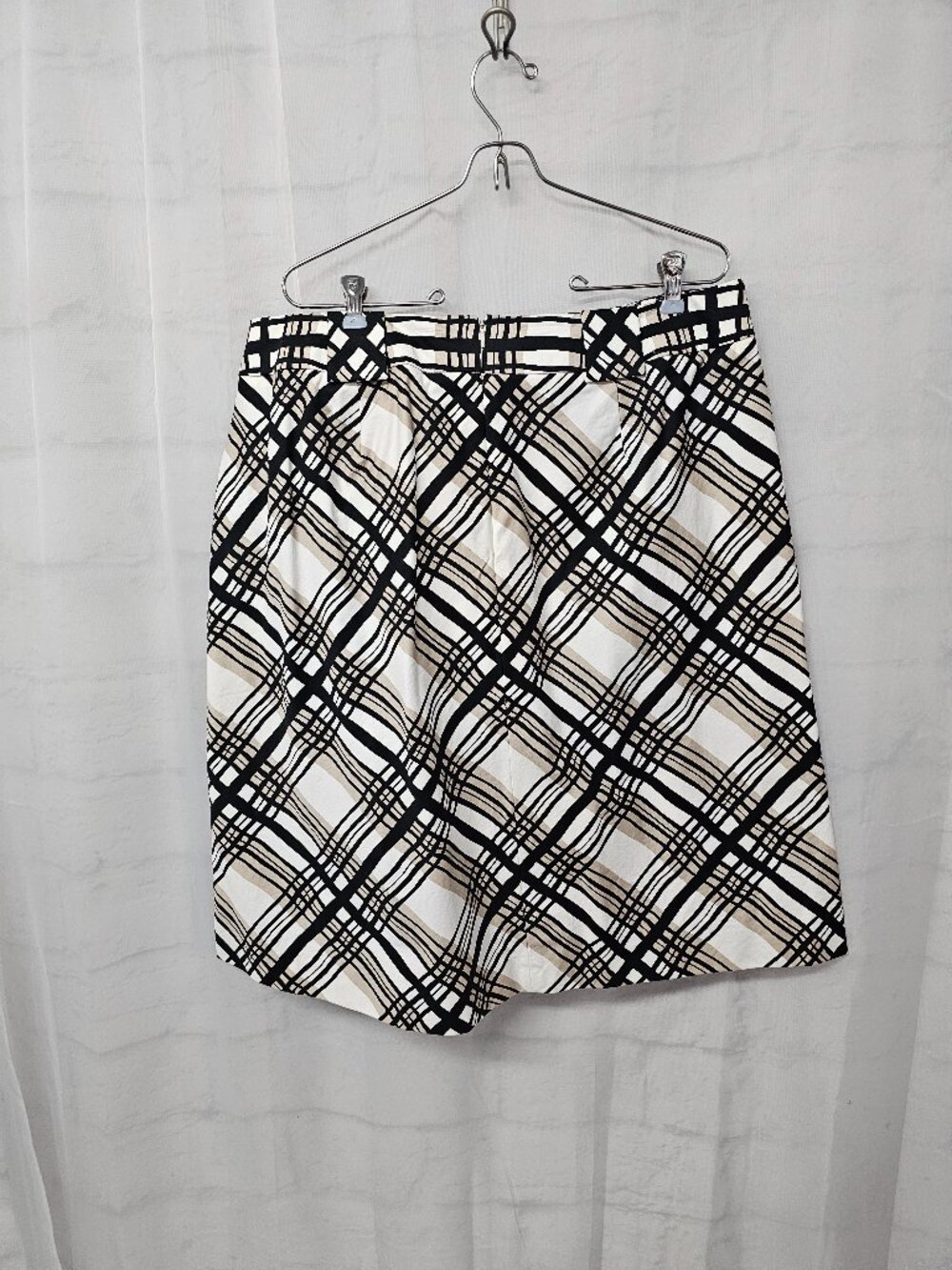 Talbots Skirt Black Tan Lattice A-line Casual Office Summer 14W